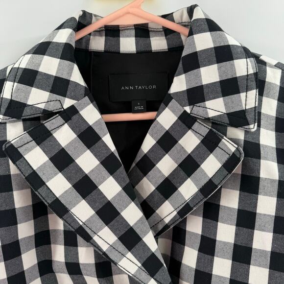 Ann Taylor Jacket Women's Size Small B&W Gingham Double-Breasted Buffalo Check - Picture 6 of 16